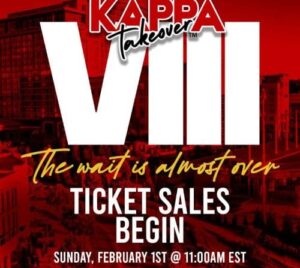 MKYF Promotional poster for Kappa Takeover 2026 at Gaylord National, announcing tickets go on sale Sunday, February 1st at 11:00am EST.